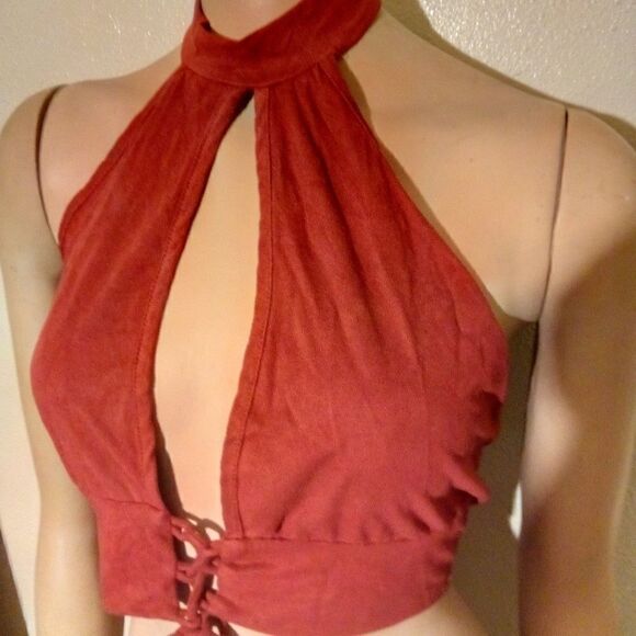 U.S.A size M brown felt half shirt - Picture 7 of 8